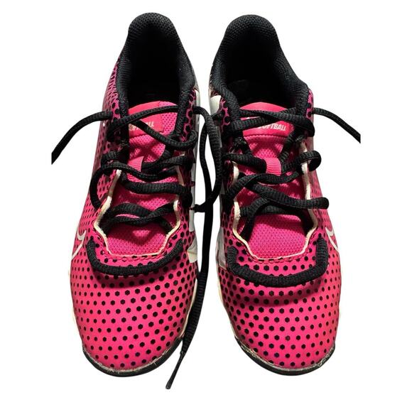 Nike Size 2Y US Pink Black White Hyperdiamond 4 Softballl Cleats Fastflex - Picture 1 of 13